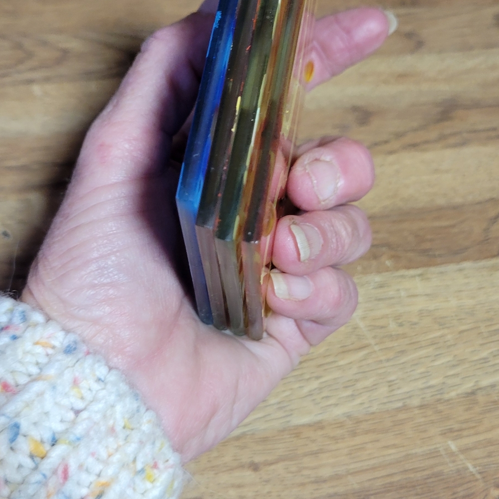 Colorful Glass Wave Pattern Coasters Set - Picture 3 of 3